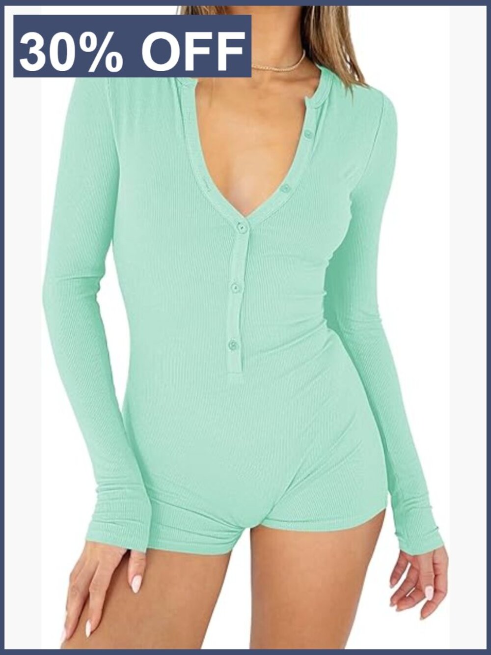 Sexy V Neck Long Sleeve Shorts Romper One Piece Jumpsuit Bodycon Pajama Set